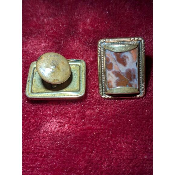 Antique ACNE GF Victorian,art deco cuff links w/ natural stone agate. - Picture 1 of 8